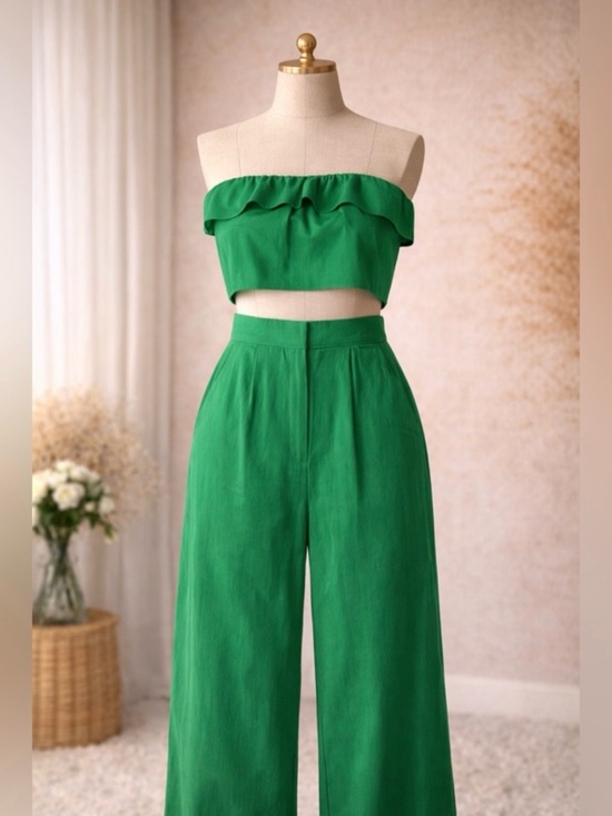 Princess Polly Pants - Princess Polly Emerald Green Wide Leg Pants